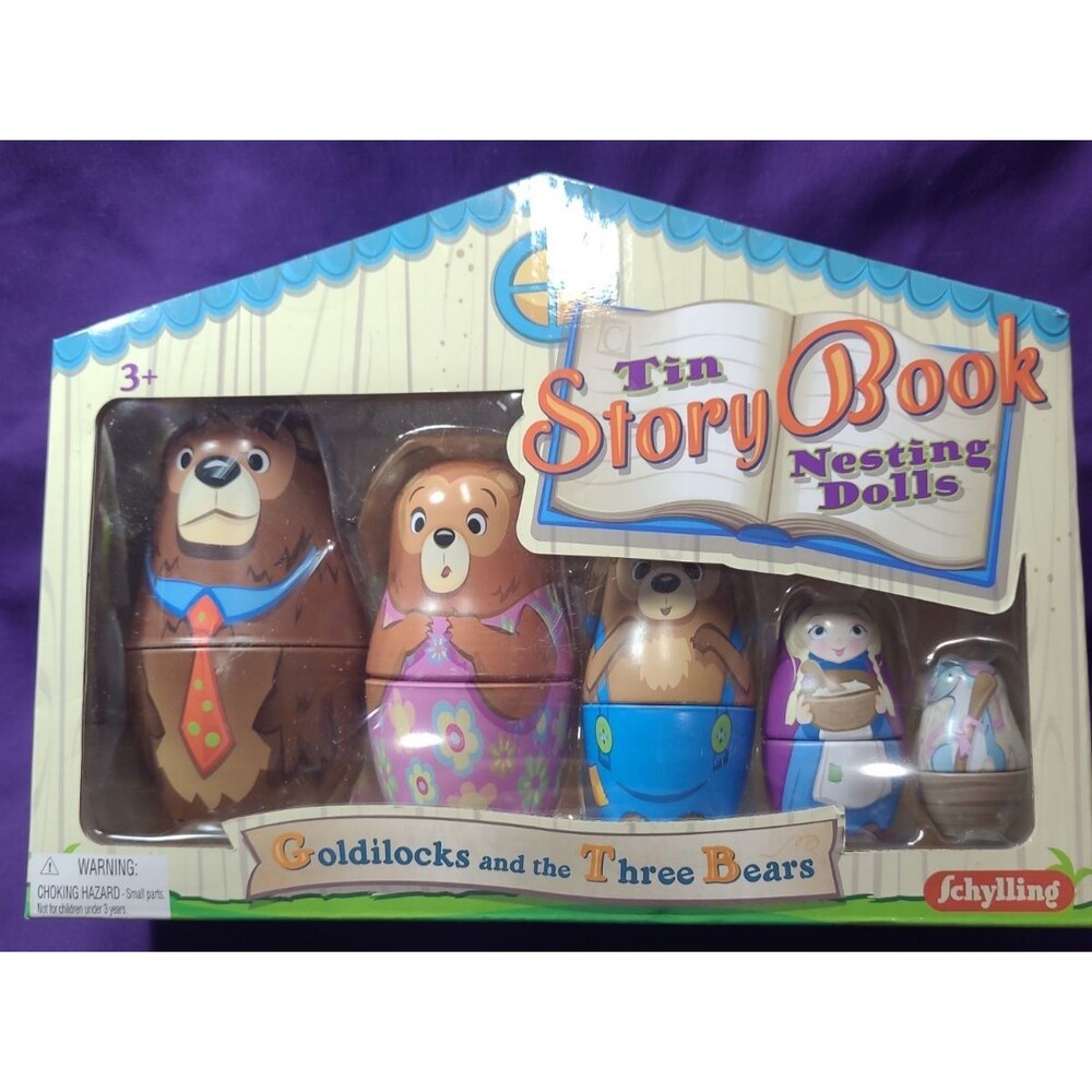 Schylling Tin Story Book Nesting Dolls Goldilocks And The Three Bears Age 3 & Up